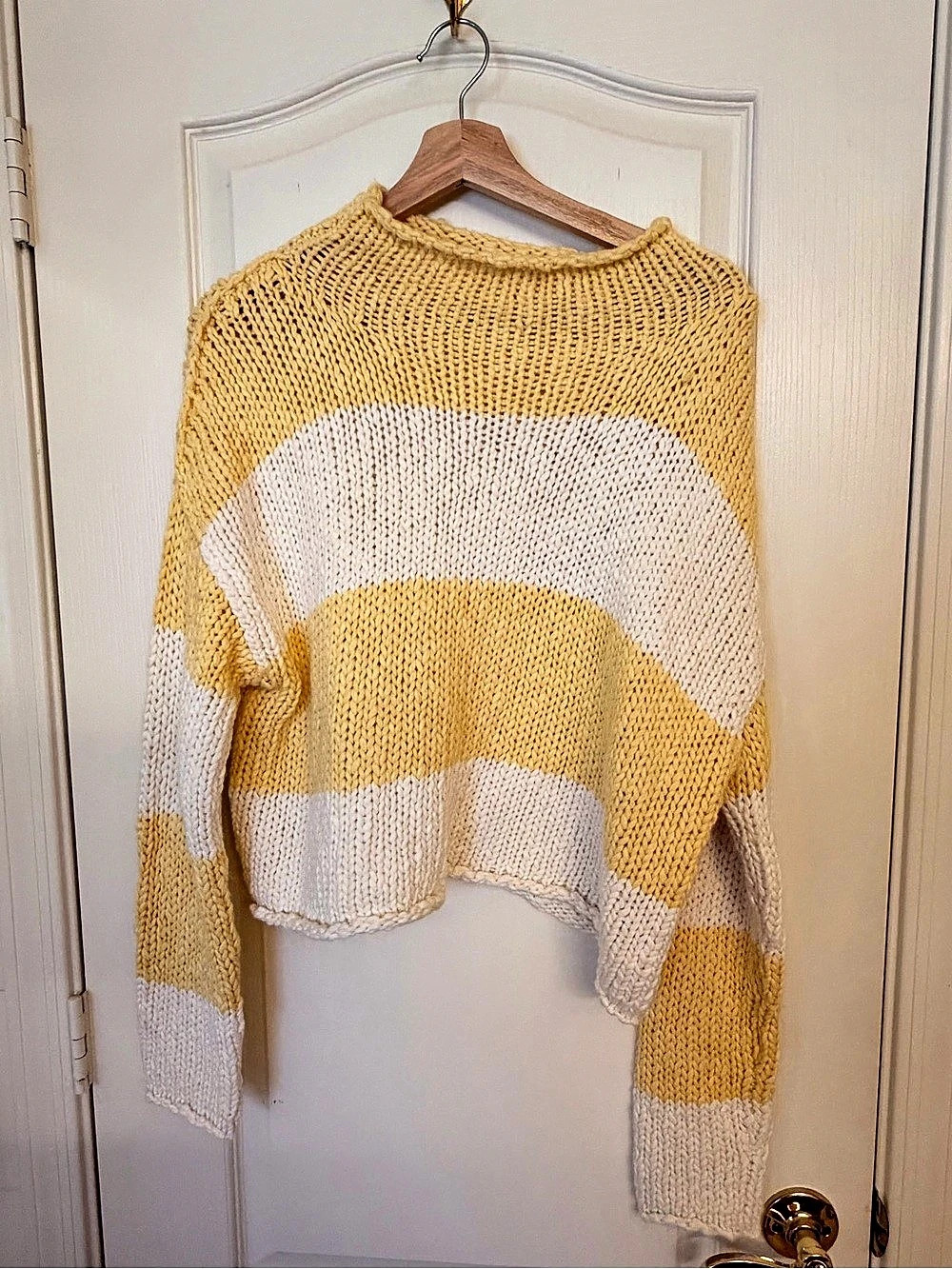 Free People Yellow & White Sweater